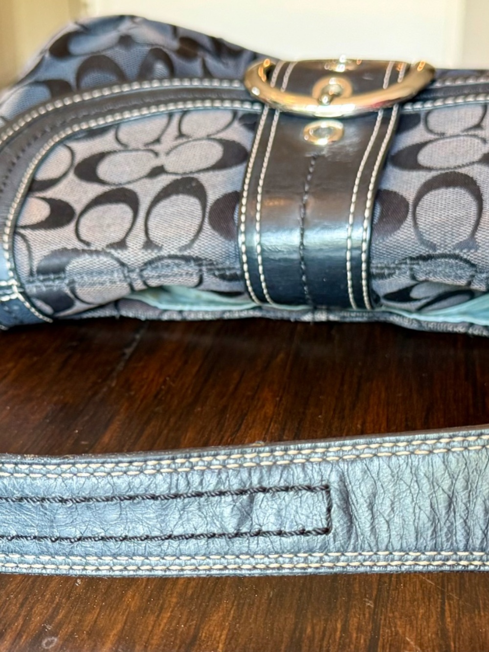 Coach Women's Soho Signature Buckle Flap Shoulder Bag - Black - F15203 - Picture 13 of 14